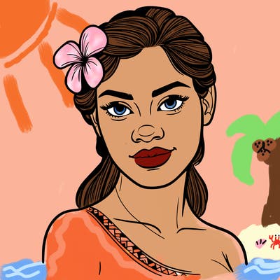 a realistic polynesian woman with a samoan pacific look and a taupou