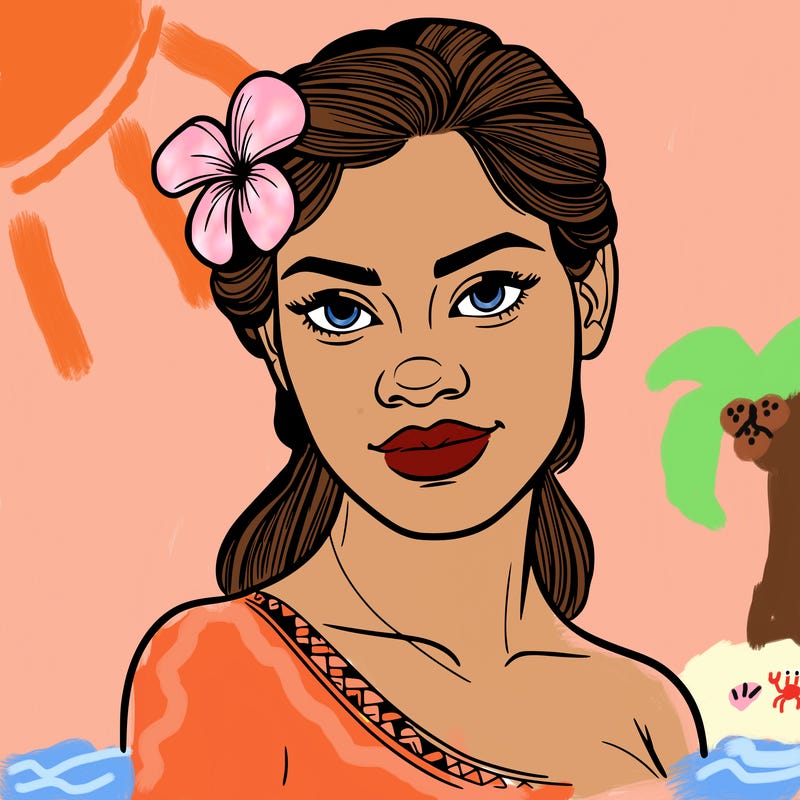 a realistic polynesian woman with a samoan pacific look and a taupou