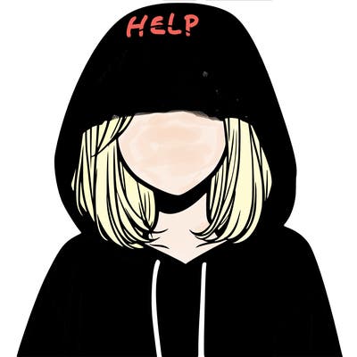 a faceless girl in a hoddie