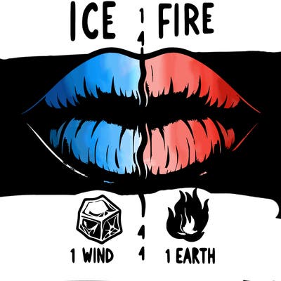 realistic lip split in fourth . 1 fourth ice 1 fire 1wind 1 earth