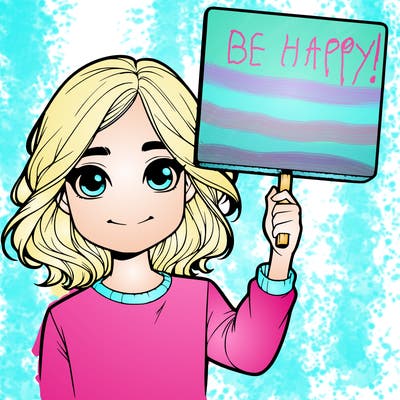 realistic girl holding up a sign