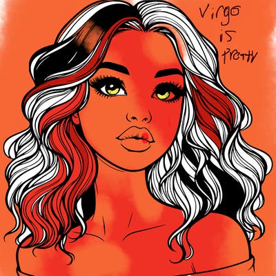 realistic girl with wavy hair and lips