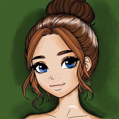 realistic pretty girl with hair in bun