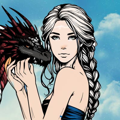 woman with dragon realistic