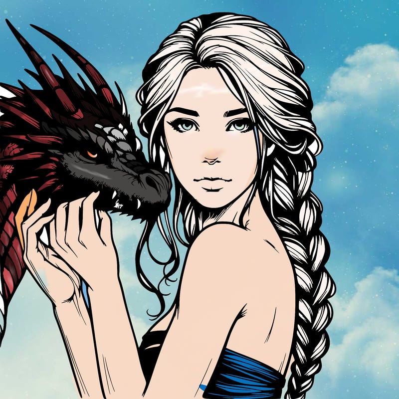 woman with dragon realistic