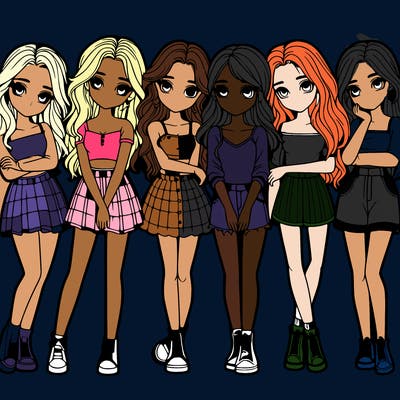 a group of girls realistic