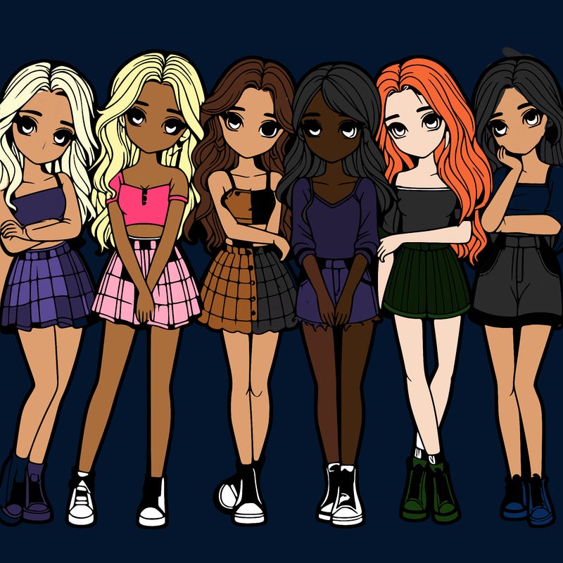 a group of girls realistic