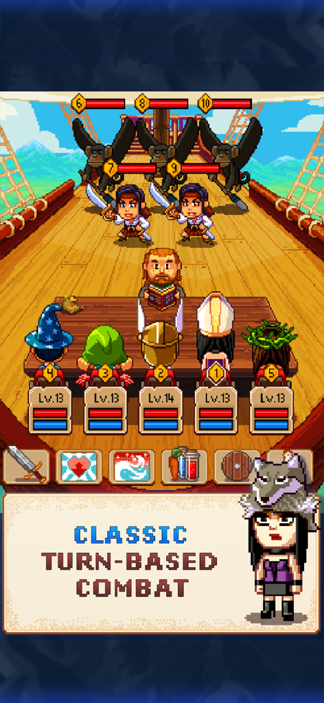 Combate por turnos en Knights of Pen and Paper 2 con gráficos retro de arte de píxeles