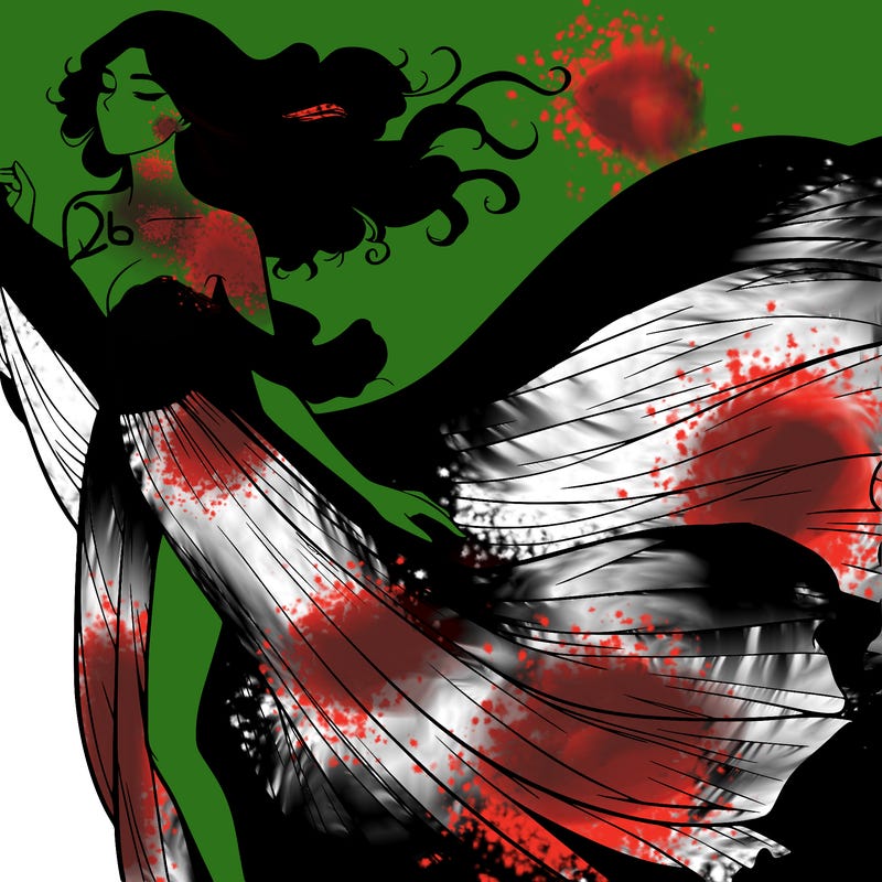 realistic woman in dress flowing the the wind