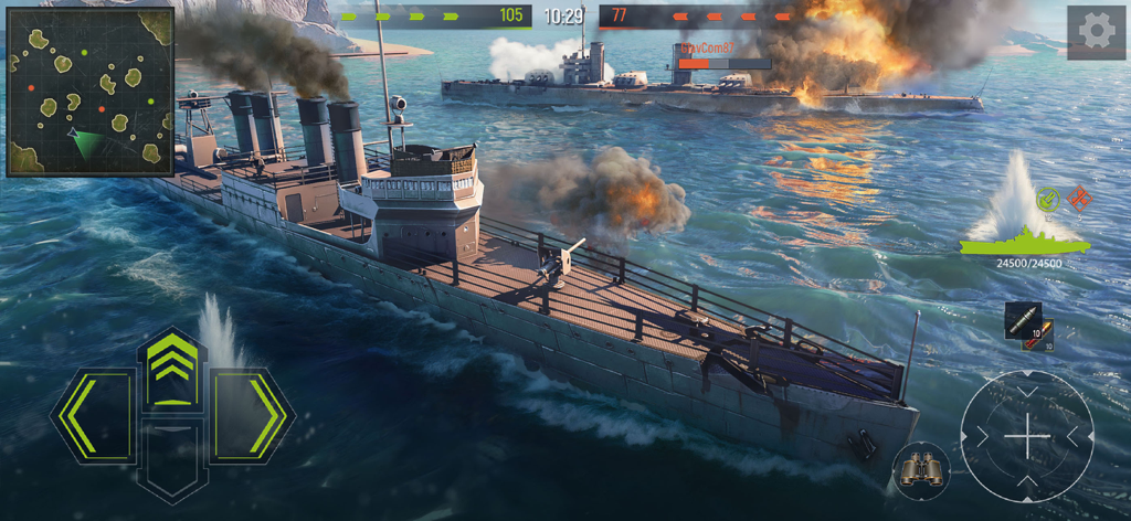 A naval battle scene from Navy War Warship Simulator 3D featuring realistic warships.