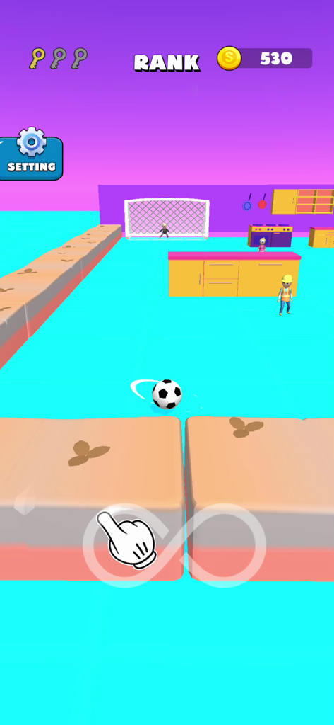 Crazy Goal - Fun Soccer Game - Crazy Goal gameplay showing swipe to kick mechanics and colorful soccer field