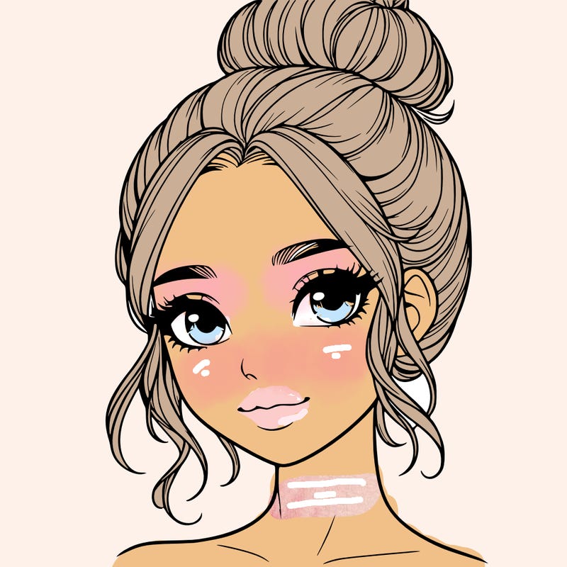 realistic pretty girl with hair in bun