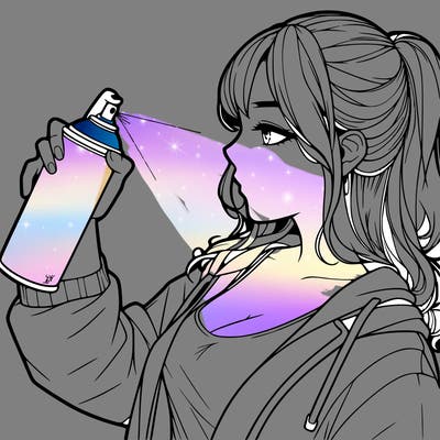 a realistic girl spray, painting