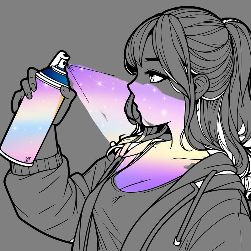 a realistic girl spray, painting