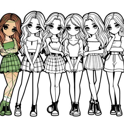 a group of girls realistic
