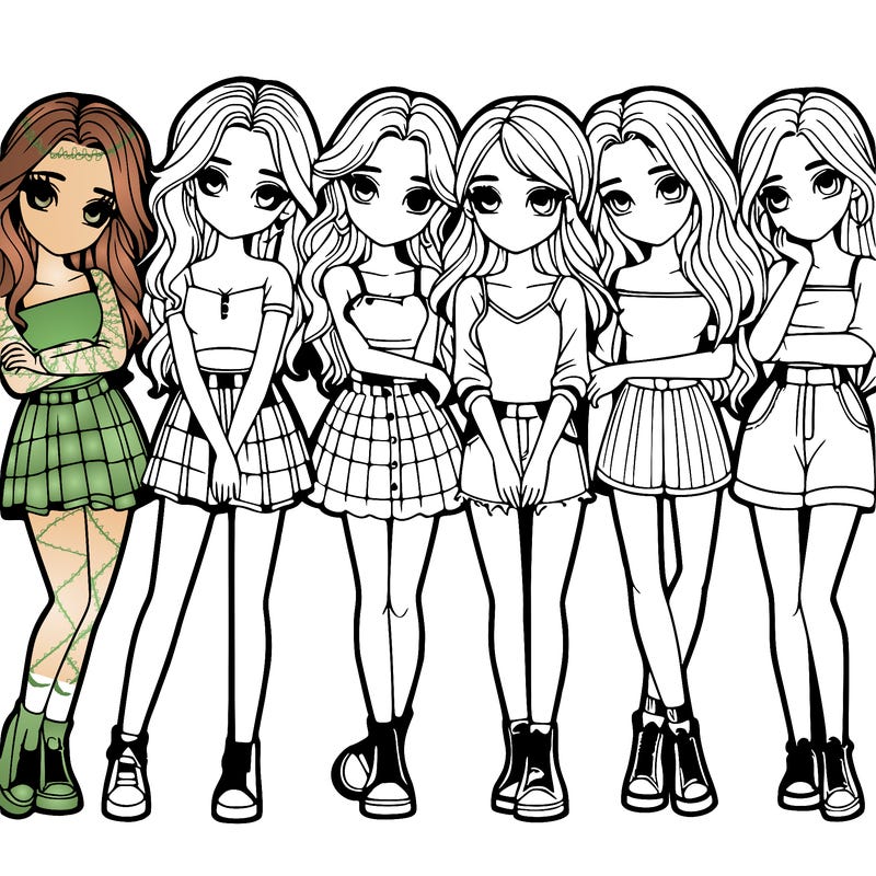 a group of girls realistic
