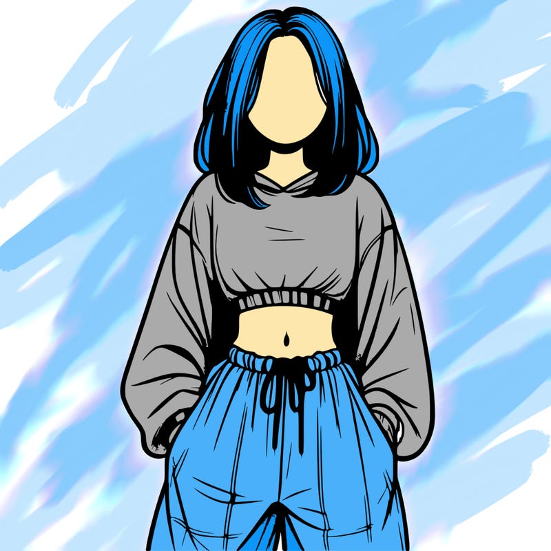 realistic girl faceless with baggy pants and a crop top