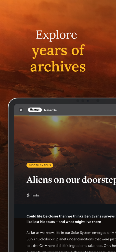 Readly: Newspapers & Magazines - A tablet displaying a science article from the Readly magazine archive