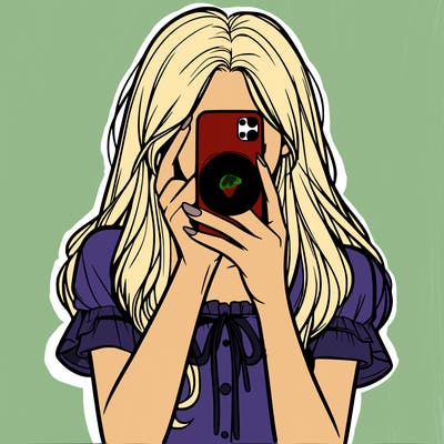 a realistic girl holding her phone taking pictures