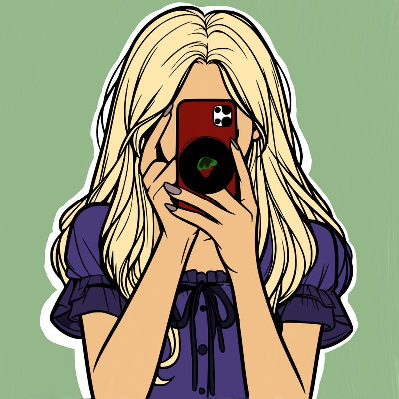 a realistic girl holding her phone taking pictures