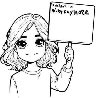 realistic girl holding up a sign