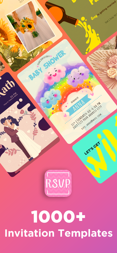 A collection of over 1000 digital invitation templates for baby showers weddings and parties