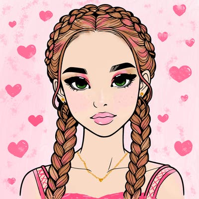 realistic girl with braids