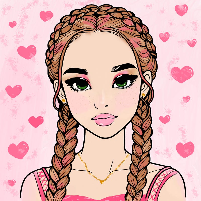realistic girl with braids