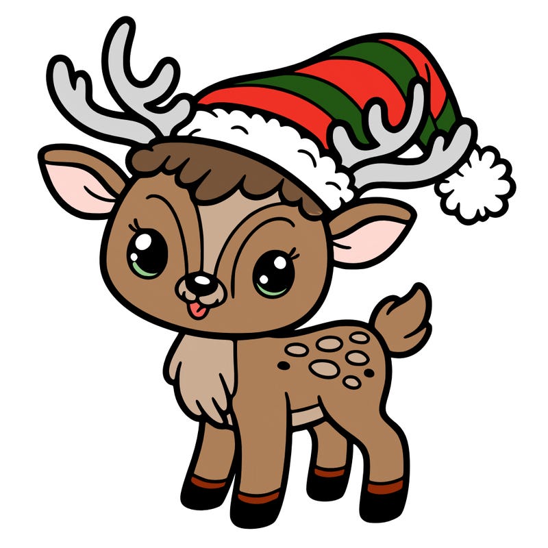 christmas reindeer with santa hat