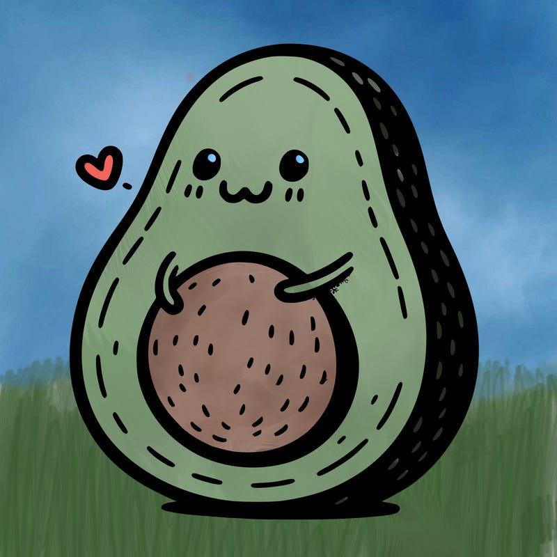 an avocado hugging an avocado