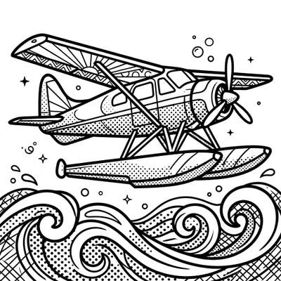 Embark on a vibrant coloring journey with this exciting Pop Art seaplane design. Its bold lines and dynamic patterns promise a truly artistic and engaging experience for all ages.