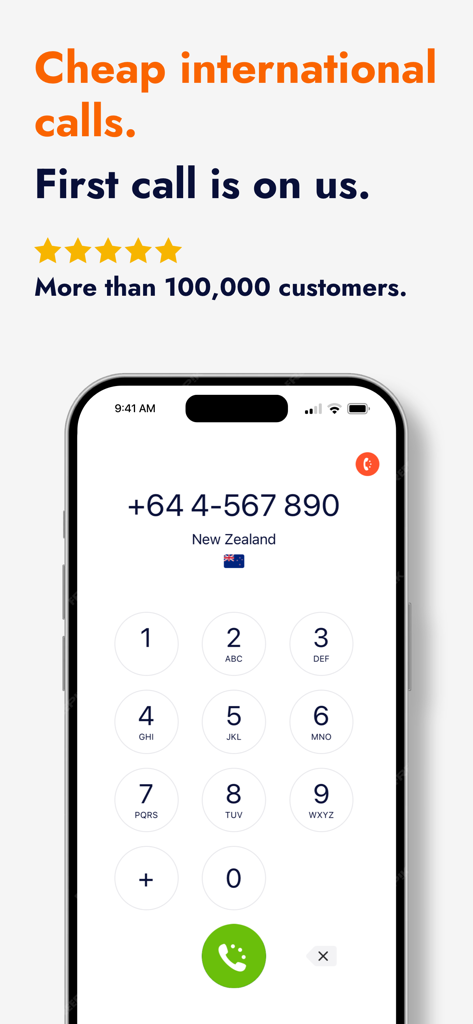 mytello app interface showing a phone dialer for international calls