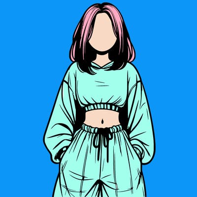 realistic girl faceless with baggy pants and a crop top