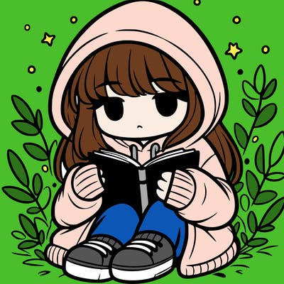 girl in oversized hoodie reading a book