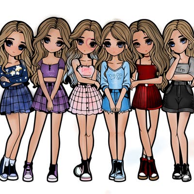 a group of girls realistic