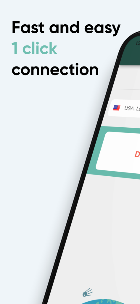 Flex VPN – Proxy+ unlimited - Flex VPN mobile app interface featuring a fast and easy one click connection message.