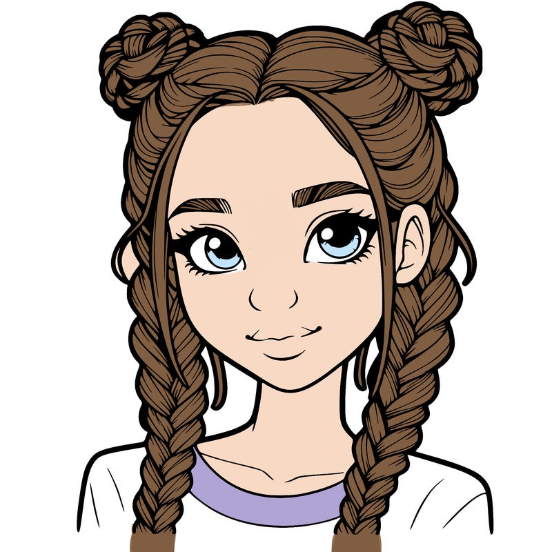 realistic girl with braids