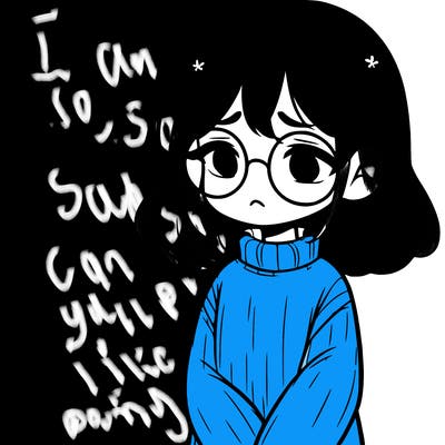 sad girl with glasses in a sweater