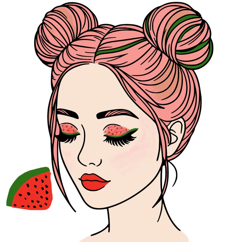 woman with hair buns