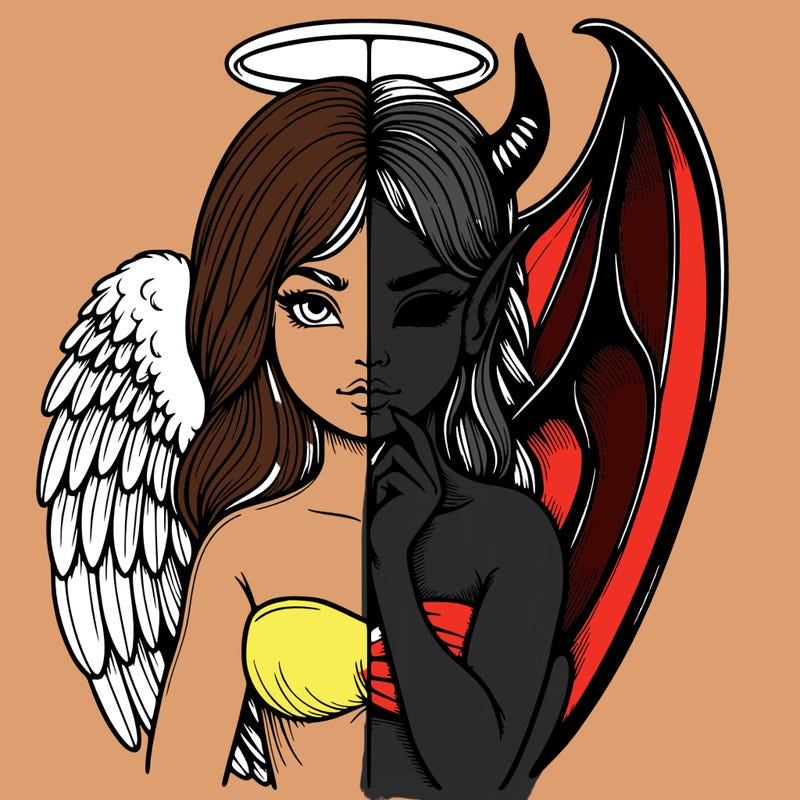 realistic angel half demon