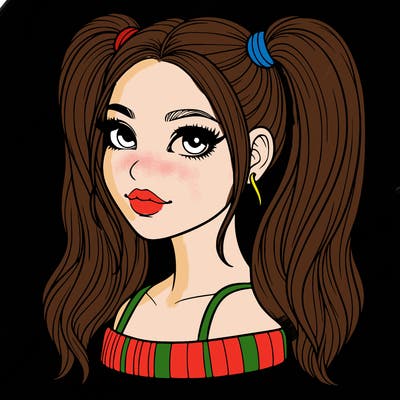 realistic woman with high pigtails