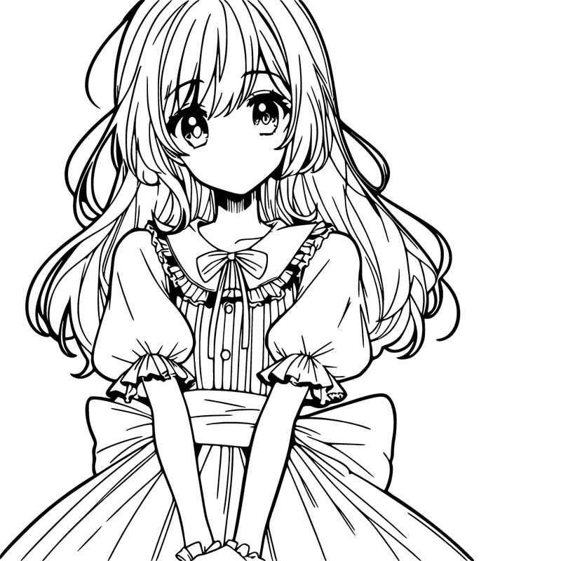 anime girl in a dress smiling