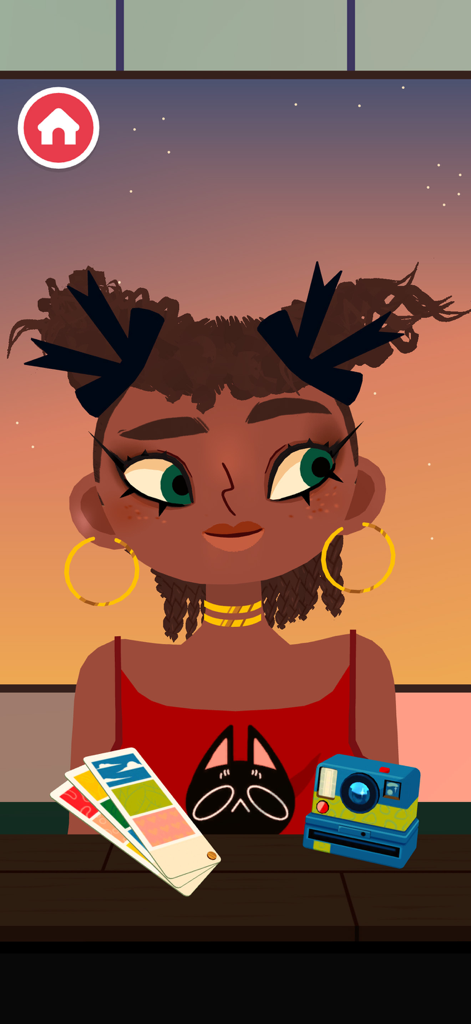 A character makeover in Toca Boca Hair Salon 4 featuring accessories and an instant camera
