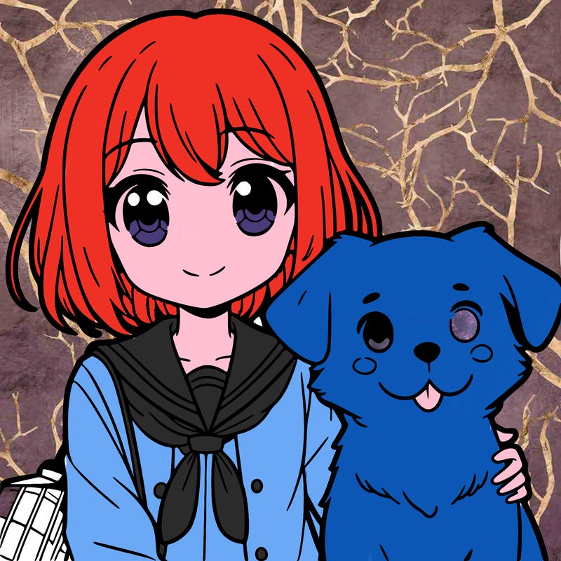 anime girl with a dog