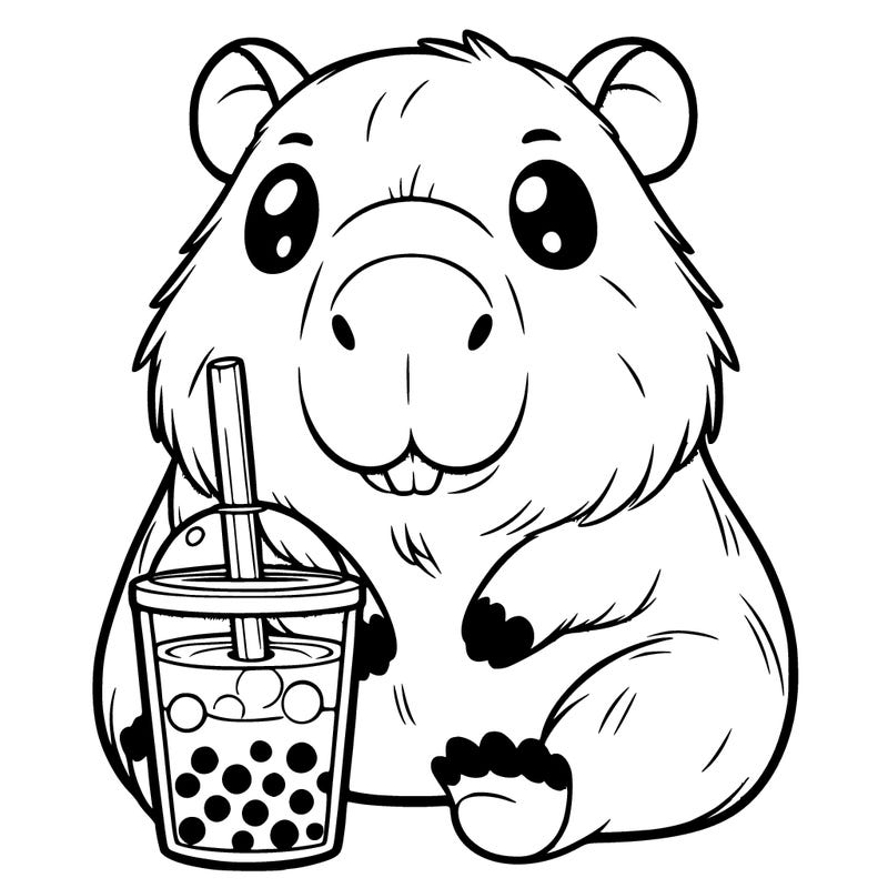 capybara with boba tea
