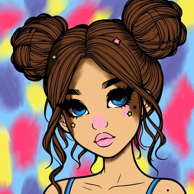 realistic girl with space buns