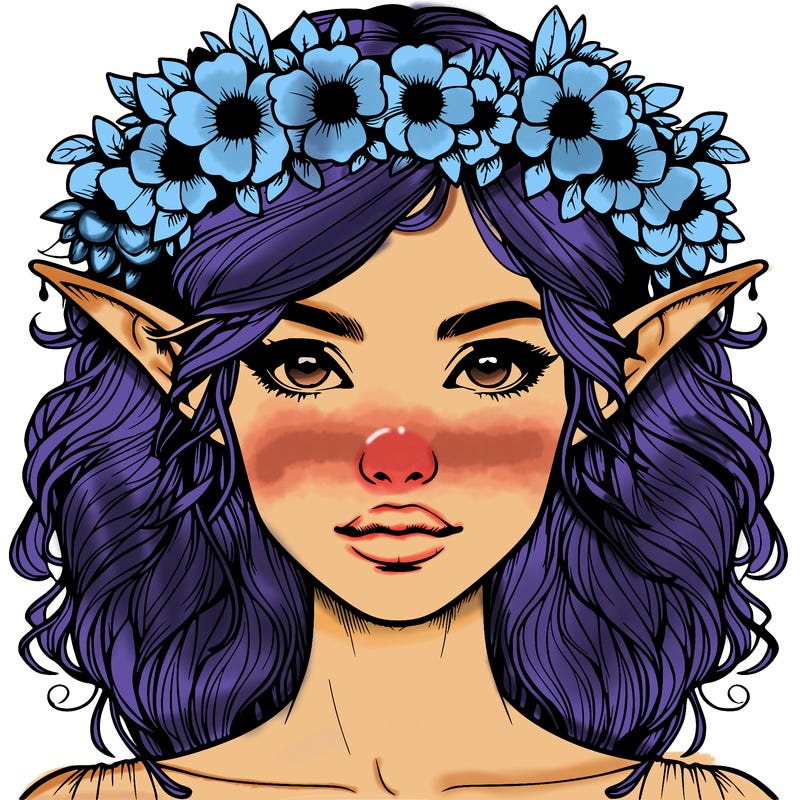 realistic female elf with flower crown