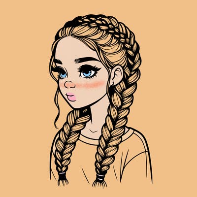 realistic girl with braids
