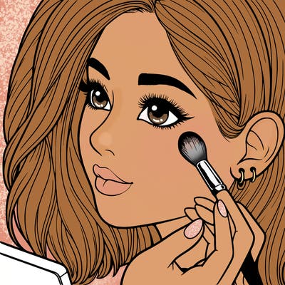 a realistic girl doing her makeup