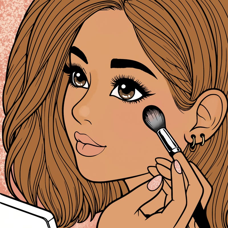 a realistic girl doing her makeup